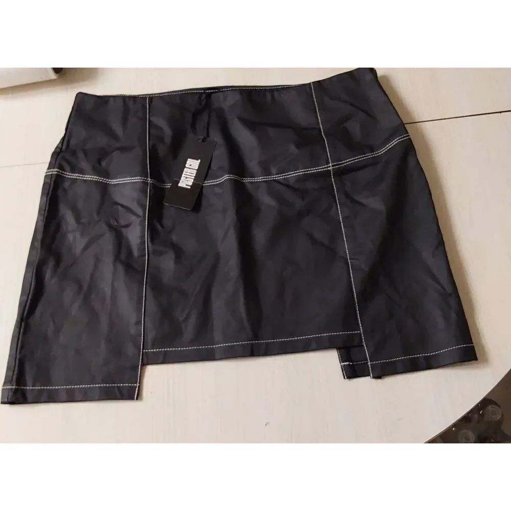 NWT~Dolls Kill Poster Girl Black Mini Skirt with White Trim Sz XL